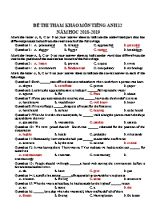 Đề thi tham khảo môn Tiếng Anh Lớp 12 - Năm học 2018-2019 (Kèm đáp án)